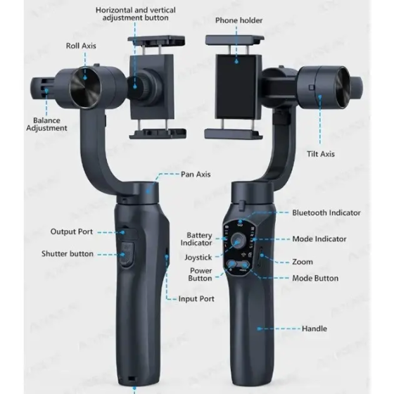 Стедікам Трьохосьовий Bluetooth Стабілізатор для телефону F10 Pro 3-Axis Gimbal для Android та iPhone Київ
