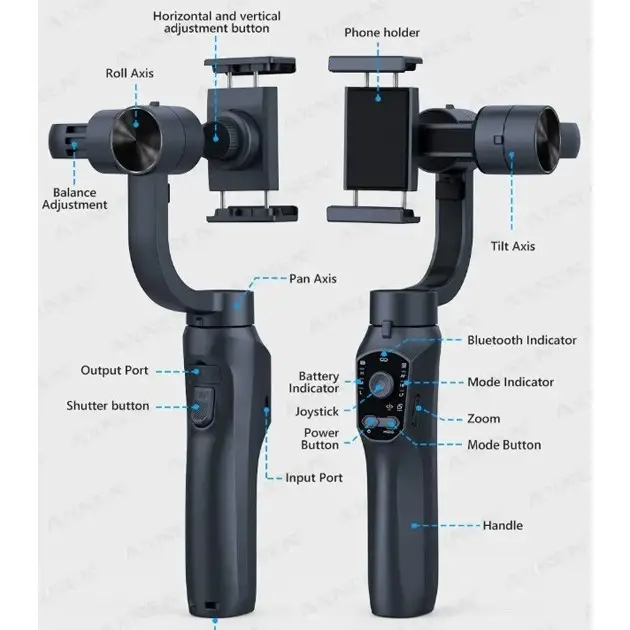 Стедікам Трьохосьовий Bluetooth Стабілізатор для телефону F10 Pro 3-Axis Gimbal для Android та iPhone Київ - фото 4
