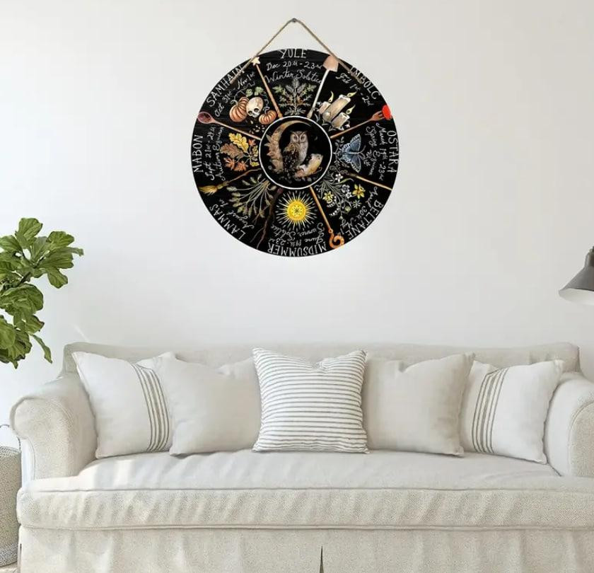 Викканский календарь, Деревянный знак Колеса Года, Языческий календарь, Викка, Ведьмовский декор на  Киев - изображение 3