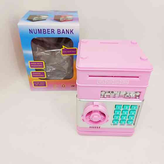 Электронная копилка сейф банкомат для детей с PIN-кодом, автоматический прием банкнот и монет Pink PW-90 Львів