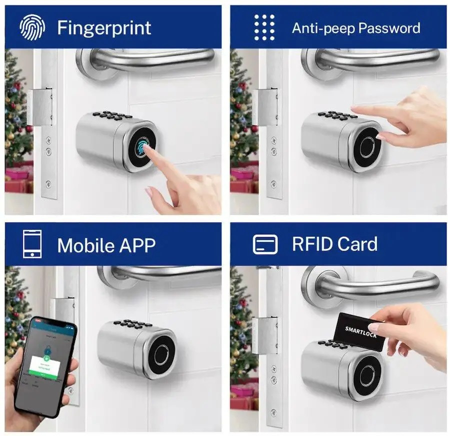 Умный дверной биометрический замок (цилиндр) SEVEN LOCK SL-7774BF black (35-90 мм) Киев - изображение 17