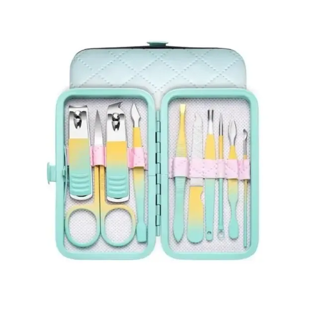Набор профессиональный для маникюра/педикюра на 10 предметов мятно-желтый в мягком кейсе Коломия - фото 2