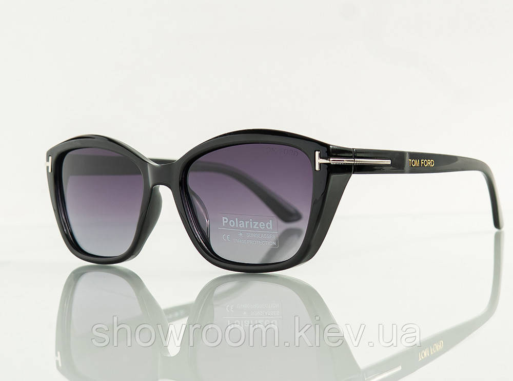 Женские брендовые солнцезащитные очки TF (05260) polaroid черные Киев - изображение 4