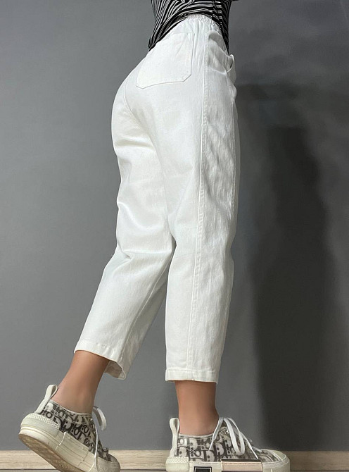 Джинси жіночі A-N 9962 MOM кюлоти укорочені резинка на таліі шнурок білі, білий, M, M, 76 см, 100 см Київ - фото 7