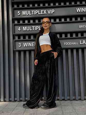 Женский прогулочный костюм двойка: кофта и штаны велюр мрамор Одесса