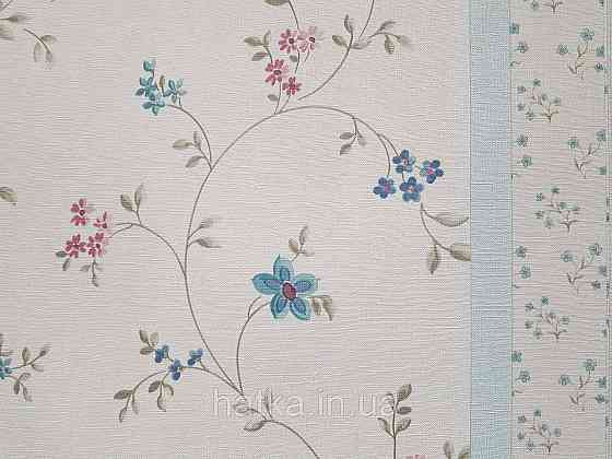 Шпалери вінілові на флізеліні A.S.Creation Maison charme 0.53x10 прованс квіти листя бордо-блакитне на рожевому Київ