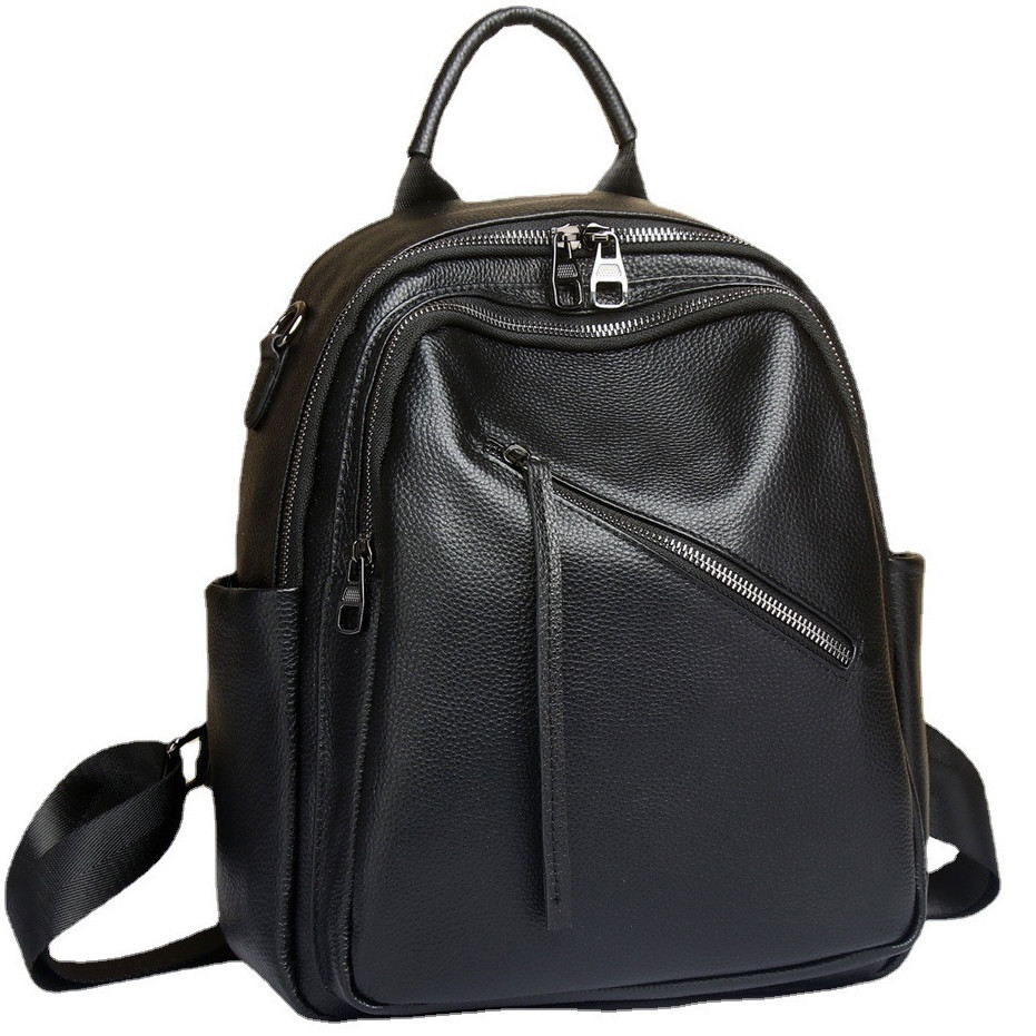 Стильна жіноча сумка міська на плечі 25х33х14, рюкзак з натуральної шкіри, чорний Київ - фото 3