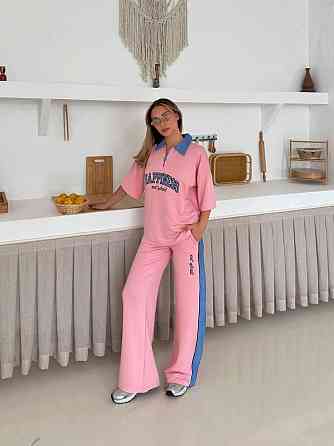 Женский стильный прогулочный костюм двойка трикотаж Розовый, M Одесса