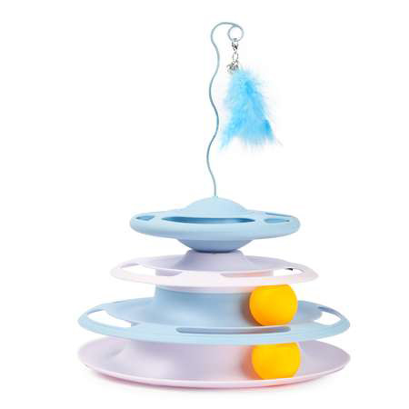 Іграшка трек для котика, кошеня з кульками і трекбол пером. Колір: синій NC-27 Львів - фото 1