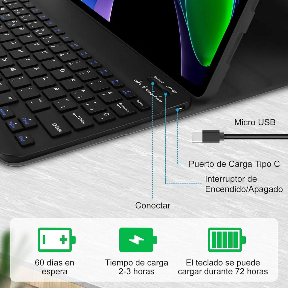 Чохол-клавіатура для Xiaomi Pad 6, 6 Pro 11” 2023, магнітна знімна Bluetooth з тачпадом, тримачем для стилуса, чорний для планшета Київ - фото 5