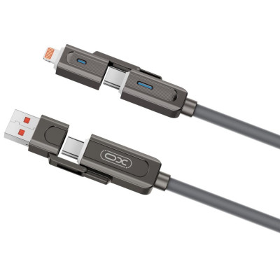 Дата кабель USB 2.0 AM to USB-C + USB 2.0 AM to Lightning 1.0m 60W gray XO (NB275_4-in-1_Gray) Вінниця - фото 8