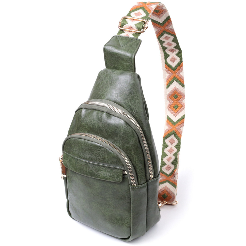 Сумка компактного размера с одной лямкой через плечо из гладкой экокожи Vintage 22771 Зеленый Киев - изображение 1