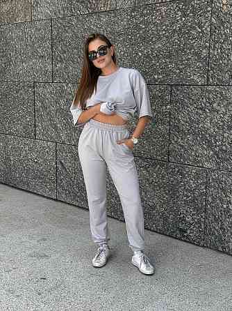 Спортивный костюм женский футболка и штаны джогеры Серый XL-XXL Харьков