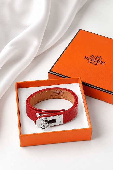 Кожаный браслет Hermes на два оборота белый | Наматывающийся браслет на руку | Браслет Hermes Одесса - изображение 15