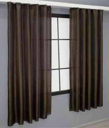 Комплект коротких штор VR-Textil Лен Мешковина № 107ш 130х170 см 2 шт Венге (35-0130) Киев