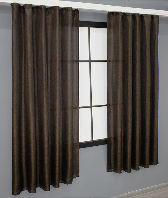 Комплект коротких штор VR-Textil Льон Мішковина № 107ш 130х170 см 2 шт Венге (35-0130) Київ - фото 4