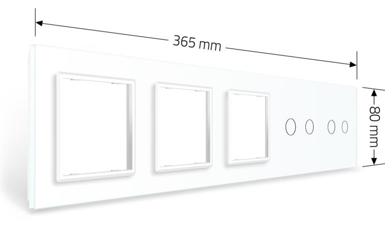 Рамка 5-постова для двох 2-сенсорних вимикачів і трьох розеток (2-2-0-0-0) LIVOLO, загартоване скло, біла, 365×80 мм (VL-P702/02/E/E/E-10W) Коломия - фото 6