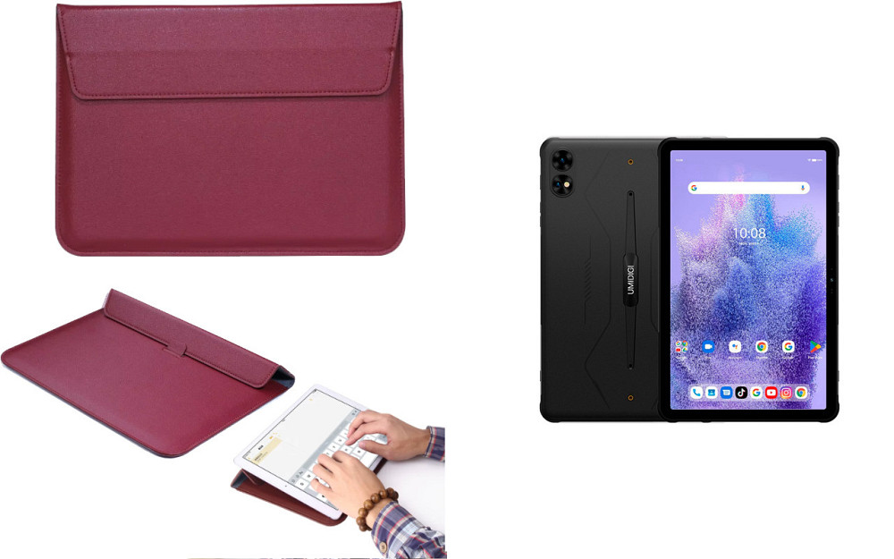 Чохол-конверт VitoCase для UMIDIGI Active T1 11, з функцією підставки для планшета Бордовий Київ - фото 1