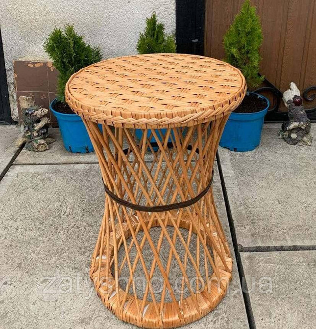 Високий плетений стіл круглий Київ - фото 6