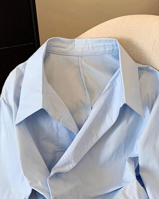 Стильна жіноча сорочка зі щільного котону (Туреччина) Блакитний, 40/42 Одеса - фото 2