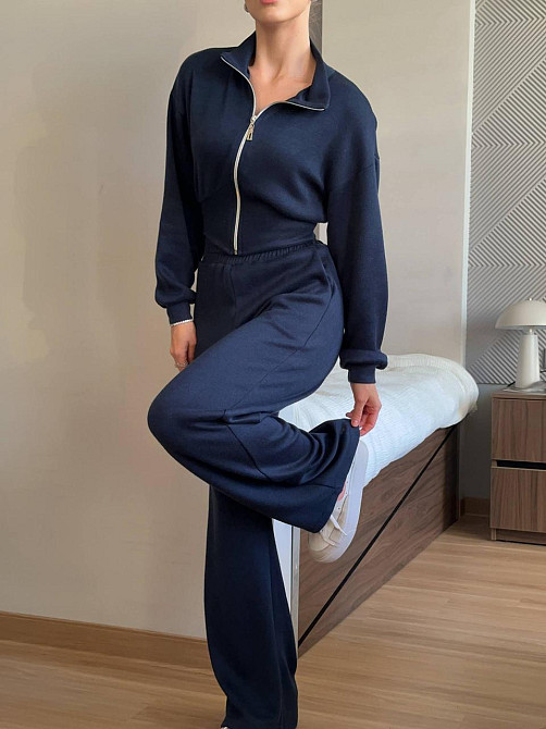 Женский теплый прогулочный костюм из турецкой ангоры Синий, 46/48 Одесса - изображение 4