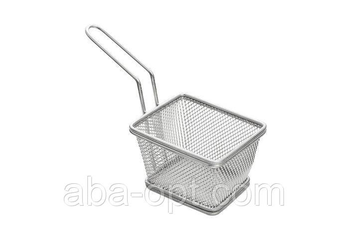 Кошик для подачі снеків прямокутний сталевого кольору 11 х 9 х 7 см (шт) Одеса - фото 1
