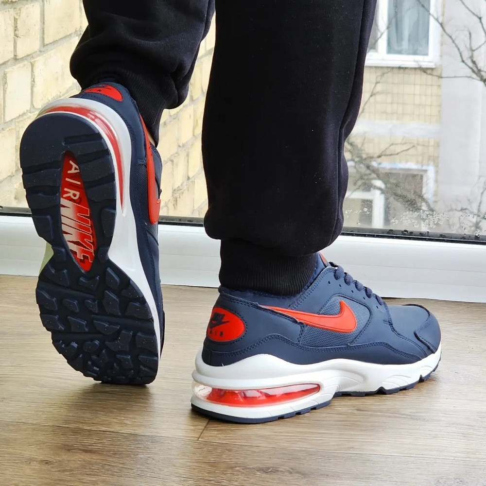 Чоловічі Сині Термо Кросівки Nike Air Max 93 Шкіряні Найк Єврозима (розміри: 41,42,43,44,45,) Відео Огляд Дніпро - фото 4