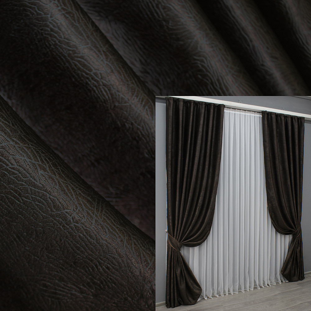 Комплект готових штор VR-Textil Софт № 1450ш 150х275 см 2 шт. Венге (33-0323) Киев - изображение 1