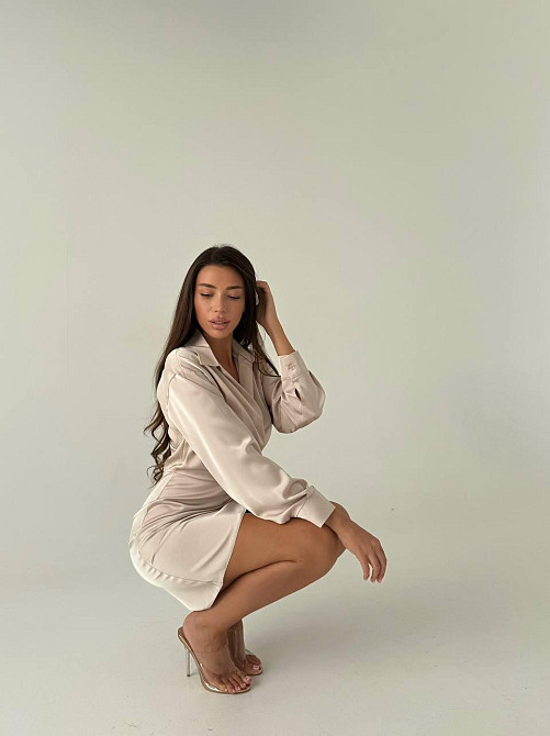 Жіноче привабливе елегантне коротке плаття double Шовк Армані Бежевий, 42/44 Одеса - фото 3