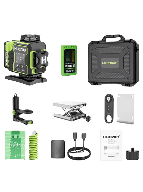 Лазерний рівень нівелір Huepar W04CG Premium 4D відкалібрований 16 ліній (з приймачем Huepar LR5RG) Вінниця - фото 10
