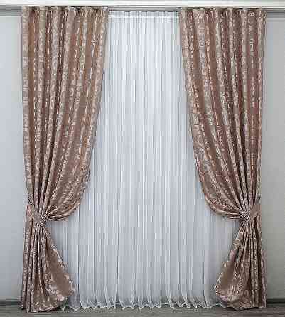 Шторна тканина жакард, колекція "Вензель", колір пудра 090ш Київ