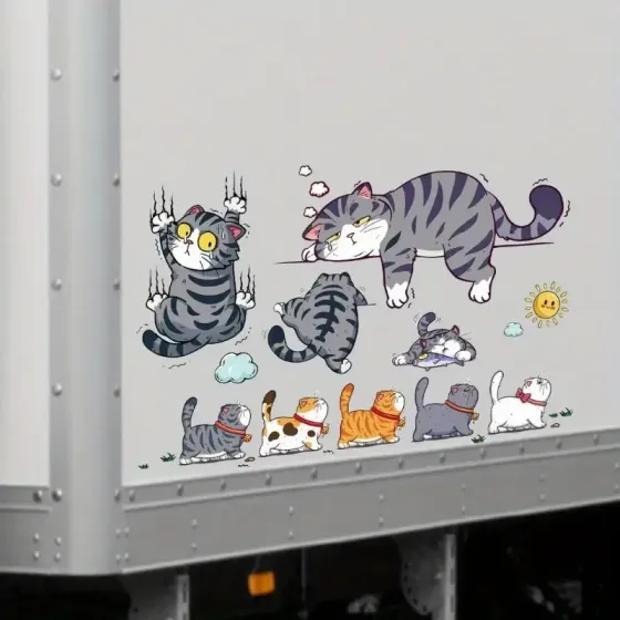 Наклейки для автомобиля с котиками — смешные деколи 29×21 см Киев
