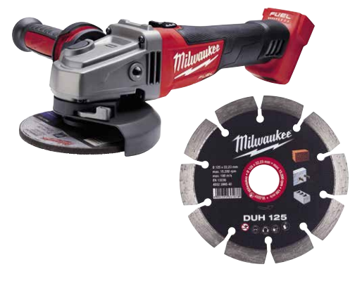 Шлифмашина угловая аккумуляторная MILWAUKEE, M18 FSAG125X-0, диаметр 125мм + Диск алмазный MILWAUKEE DUH 125, диаметр 125мм (10шт) Одесса