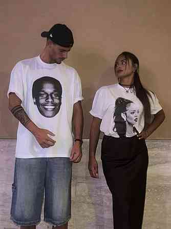 Креативні парні білі футболки — "Wassup RIRI? & Wassup Rocky?" XS, M Чернівці