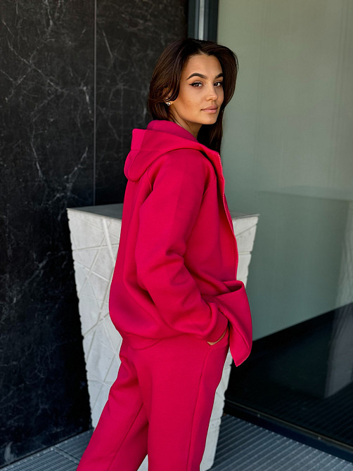 Теплий спортивний костюм жіночий на блискавці Малиновий 50/52 Харків - фото 6
