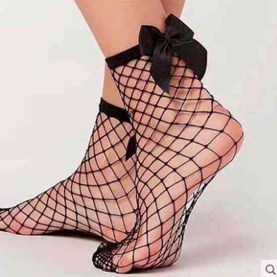 Носочки сетка с бантиком - Чёрный - 1/2/3/4 (XS/S/M/L) – Эротическое бельё Винница