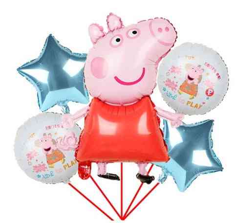 Набір фольгованих кульок Пеппа для свята 5 штук різнобарвний Київ