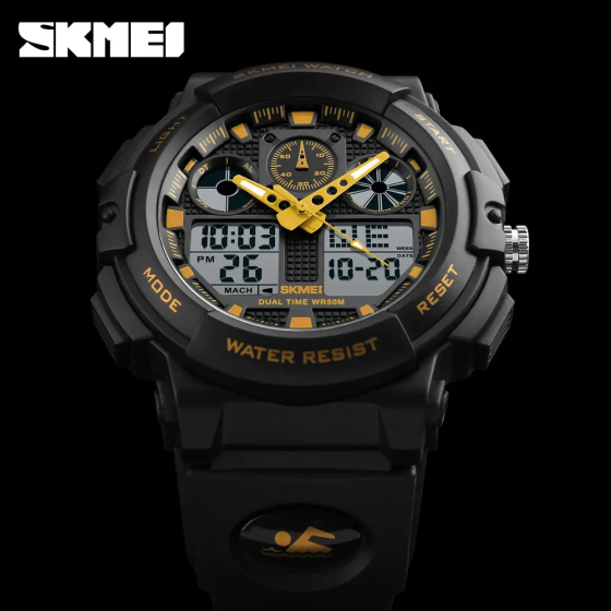 Чоловічий водонепроникний наручний годинник Skmei 1270 Золотистий Вінниця