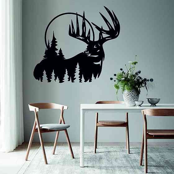 Декоративное настенное Панно «Олень» Декор на стену 90*80 см, Черный Киев