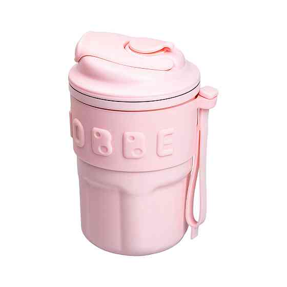 Yiwu Термочашка Chiobbe з трубочкою та ремінцем 450 мл рожева HP-14-18P Киев