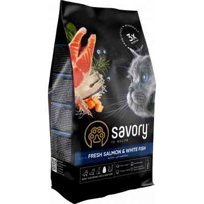 Сухой корм для кошек Savory Adult Cat Gourmand Fresh Salmon and White Fish 400 г (4820232630013) Винница