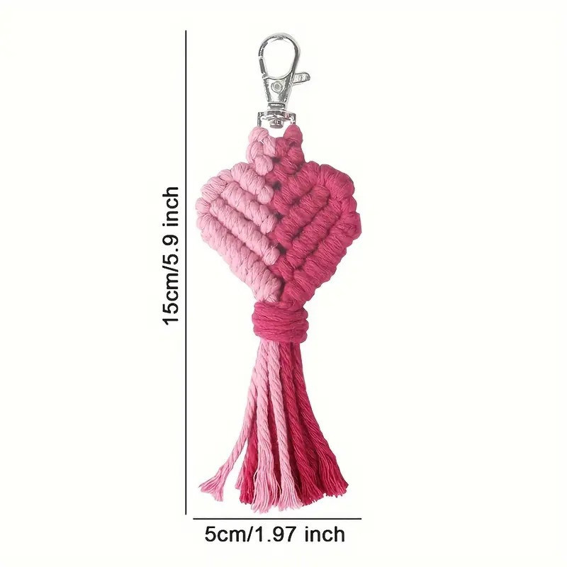 Набор макраме для рукоделия для ручной пряжи брелока для ключей или аксессуаров 15х5см,розовый Каменец-Подольский - изображение 3