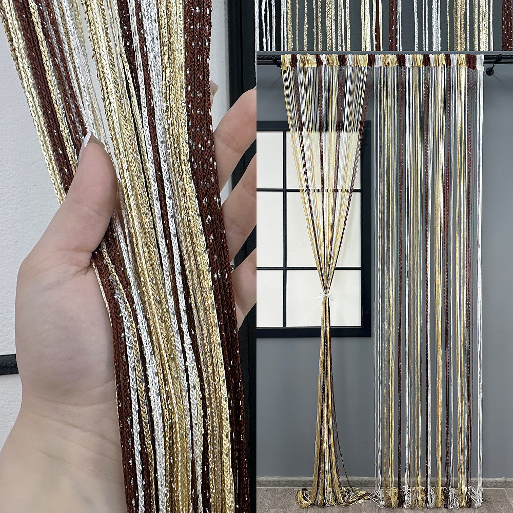 Шторы-нити с люрексом Бежевый с молочным, коричневым и белым 300х300см 1 шт (61-103) Киев - изображение 1