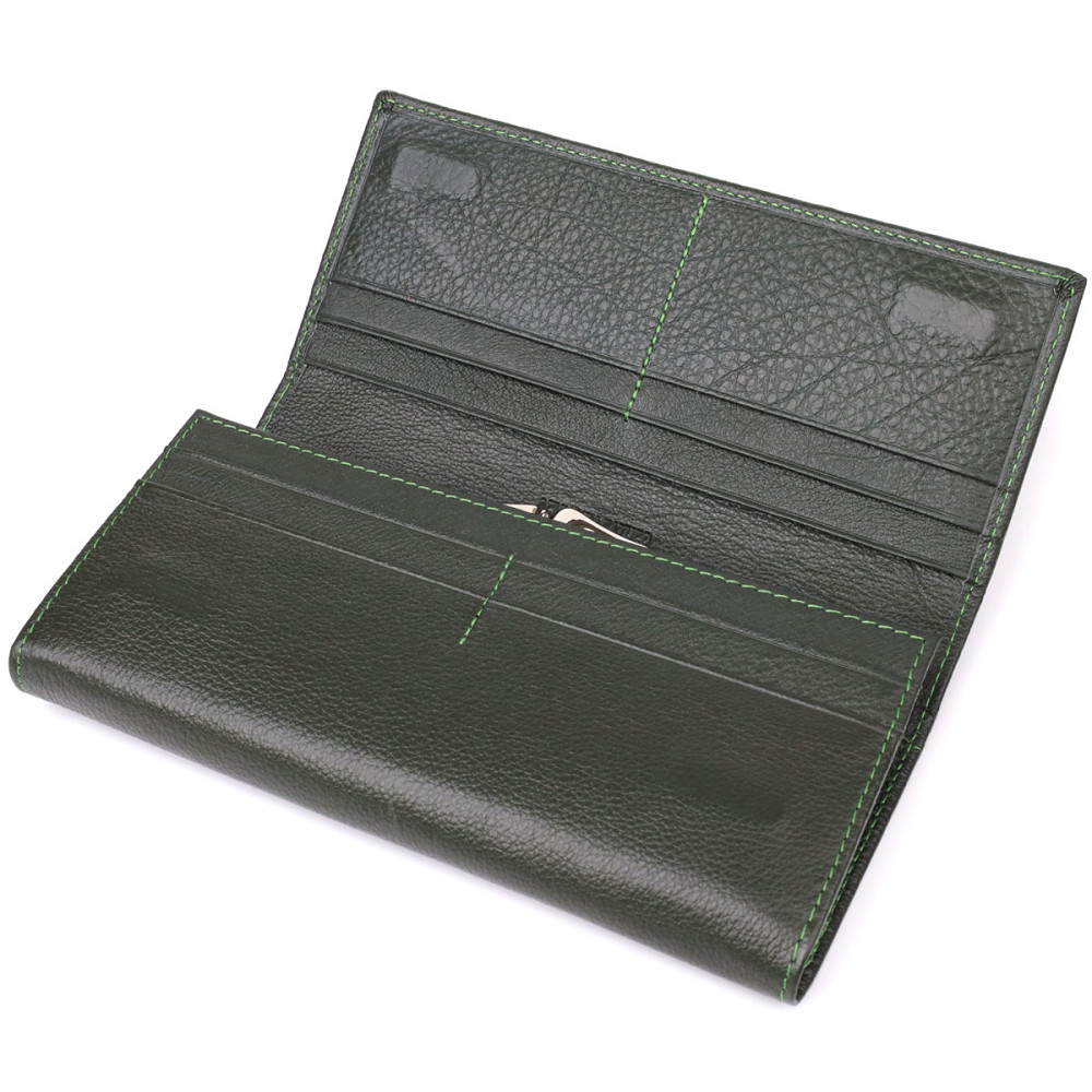 Стильный кошелек у два сложения из натуральной кожи ST Leather 23066 Зеленый Киев - изображение 7