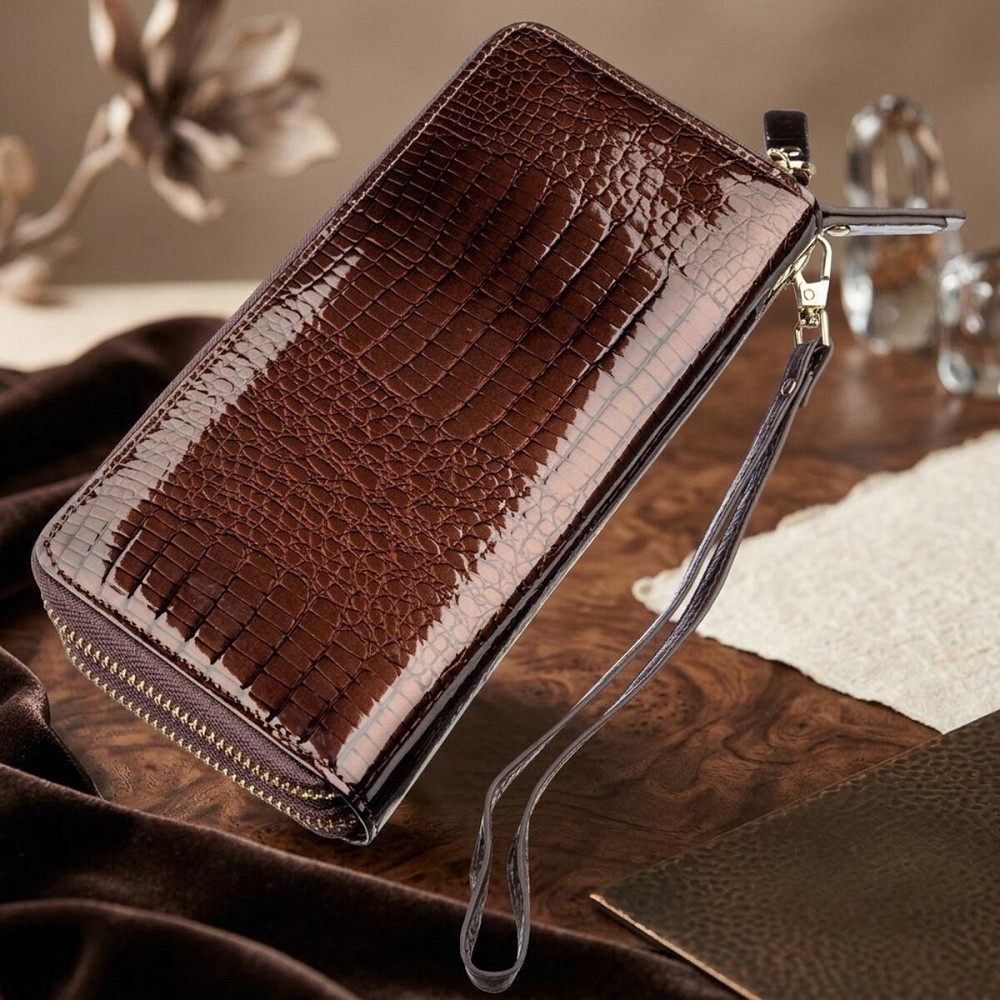 Жіночий лаковий клатч ST Leather 18908 Коричневий Київ - фото 9