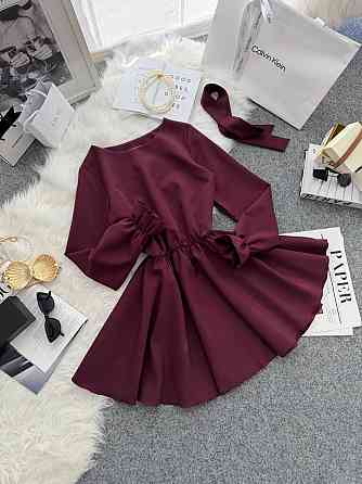 Жіноче романтичне мініплаття з поясом креп костюмка Марсала, 42/44 Одеса