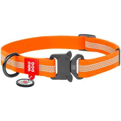Нашийник для тварин WAUDOG Waterproof металева пряжка-фастекс M Ш 20 мм Д 28-40 см помаранчевий (26114) Вінниця