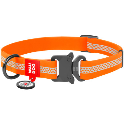 Нашийник для тварин WAUDOG Waterproof металева пряжка-фастекс M Ш 20 мм Д 28-40 см помаранчевий (26114) Вінниця - фото 1