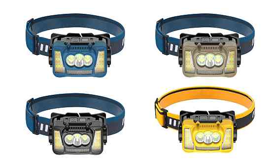 Налобний ліхтар Rablex RB965, жовтий+білий+червоний, 3хT6+4хCOB, сенсор, акум, Type-C Дніпро