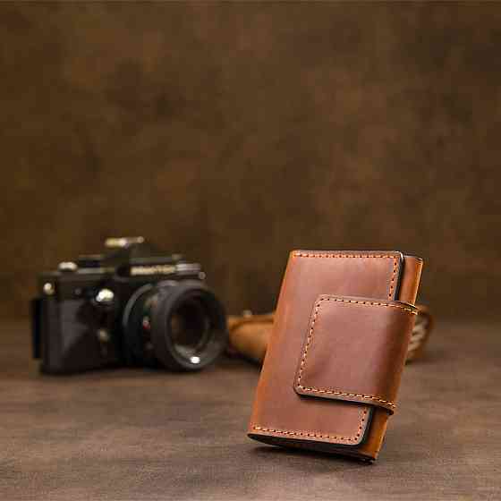 Кожаная винтажная визитница Коричневый (GRANDE PELLE) Киев